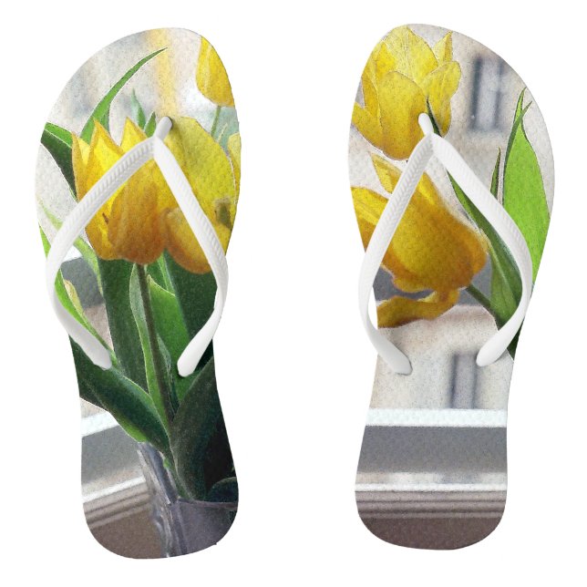 Tongs Vue à travers les tulipes jaunes (Semelle)