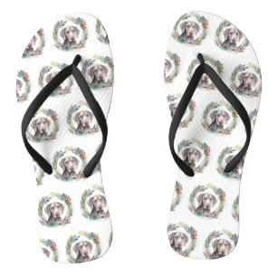 Tongs Weimaraner Christmas Wreath Festive Pup