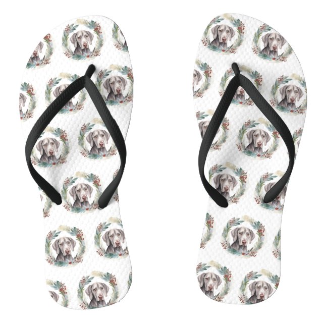 Tongs Weimaraner Christmas Wreath Festive Pup (Semelle)
