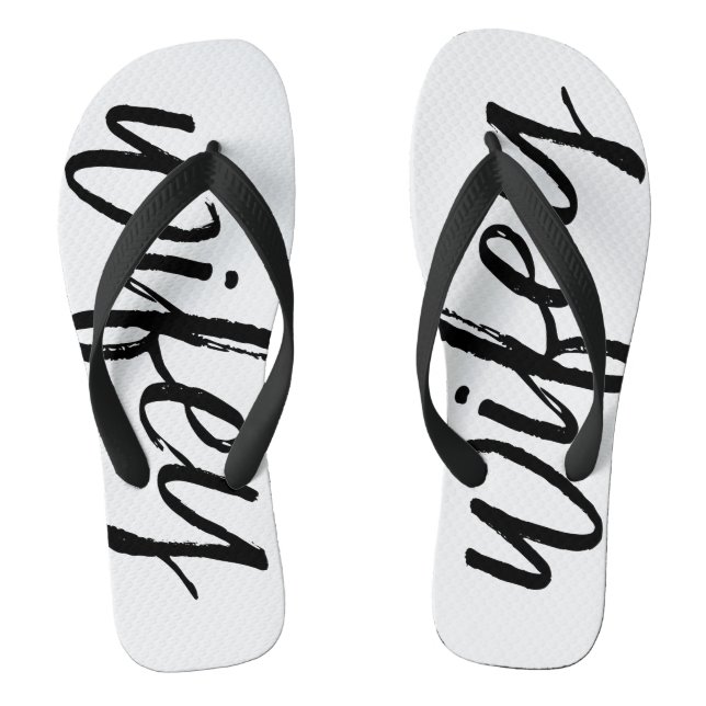 Tongs Wifey - Whimsical Black Calligraphy pour la mariée (Semelle)