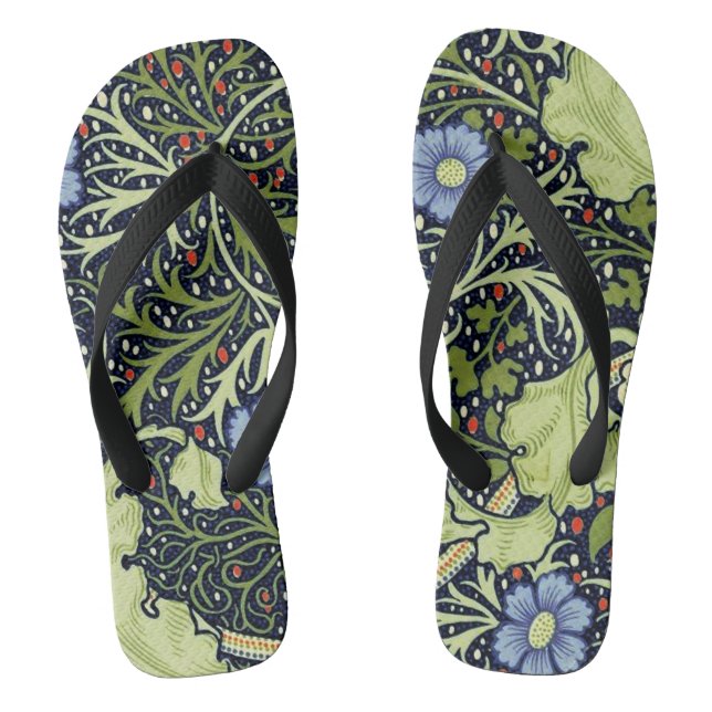 Tongs William Morris Fleur d'antiquité aux algues marine (Semelle)