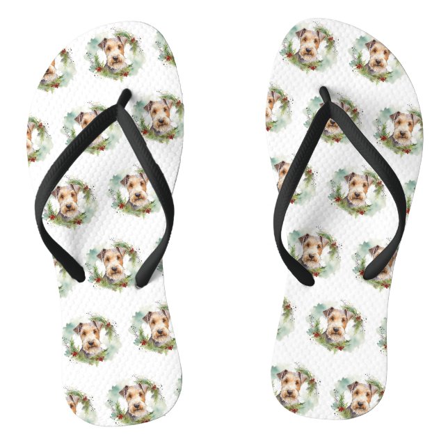 Tongs Wirefox Terrier Festive de Noël Wreath Pup (Semelle)
