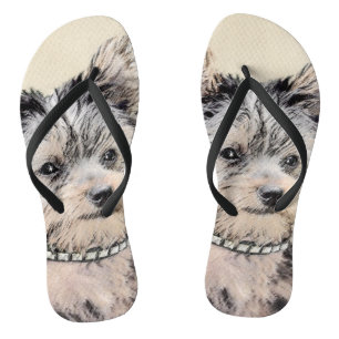 Tongs Yorkshire Terrier Puppy Peinture Chien original