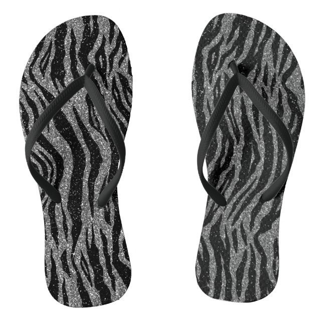 Tongs Zebra Print noir et gris argent (Semelle)