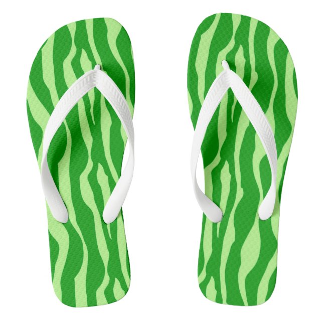 Tongs Zèbre rayures - Tons de Lime Vert (Semelle)
