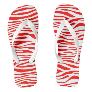 Tongs Zèbre rouge et blanc