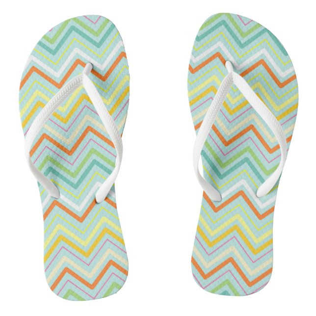 Tongs Zigzag Multi-Couleurs Feuilles bleues (Semelle)