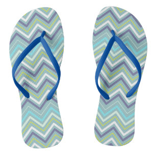 Tongs Zigzag Multi-Couleurs Feuilles bleues