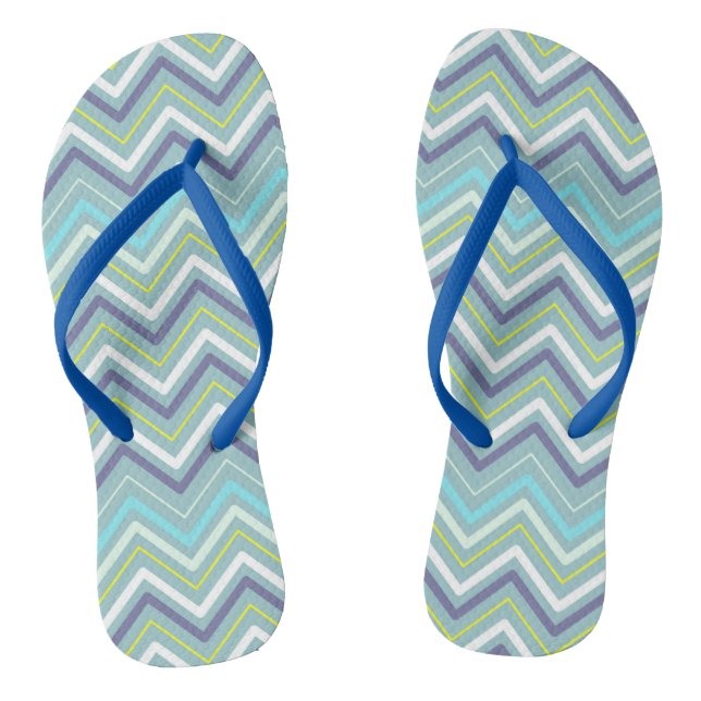 Tongs Zigzag Multi-Couleurs Feuilles bleues (Semelle)
