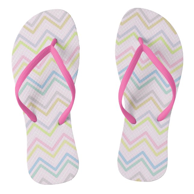 Tongs Zigzag Multi-Couleurs Feuilles Roses (Semelle)