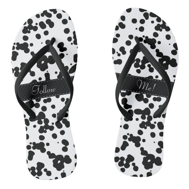 Tongs Zones dalmatiennes noires et blanches (Semelle)