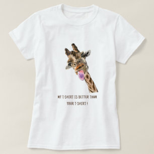 Tongue Girafe Sortie T-shirt drôle - Texte personn