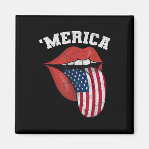 Tongue Lips American Flag 4. Juli Usa Patrioti Magnet