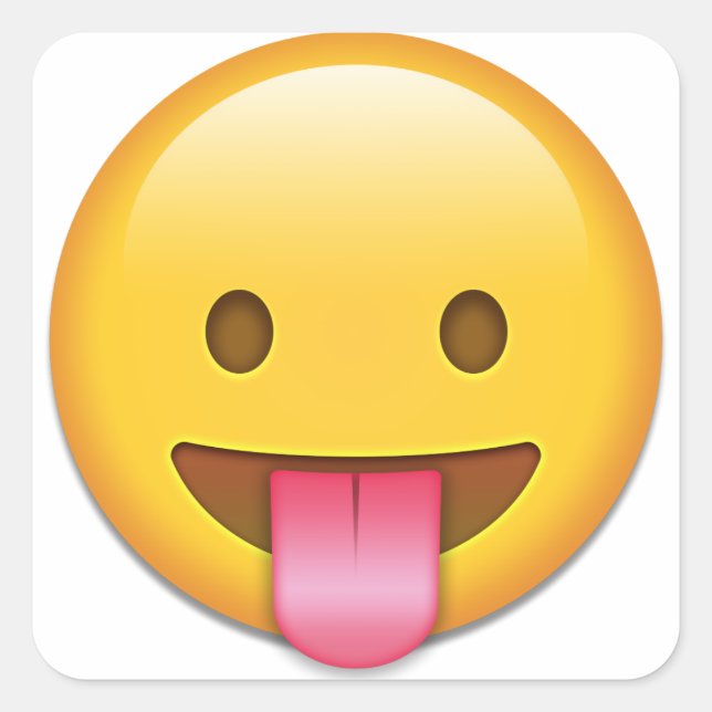 Tongue-Out Cheeky Emoji Quadratischer Aufkleber (Vorderseite)