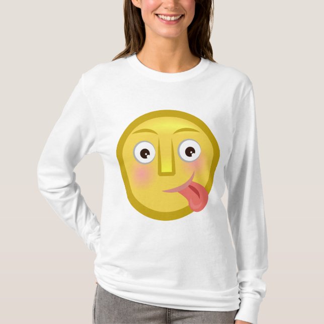 Tongue Out Emoji Funny Goofy Face T-Shirt (Vorderseite)