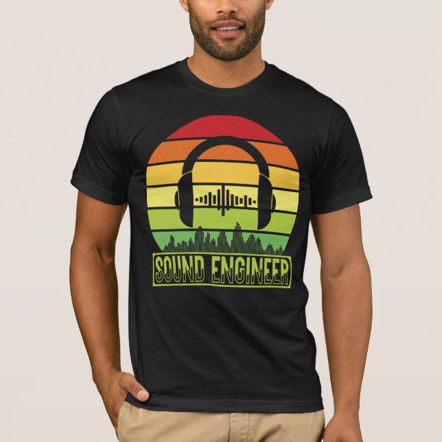 Toningenieur-Retro-Kopfhörer T-Shirt (Vorderseite)