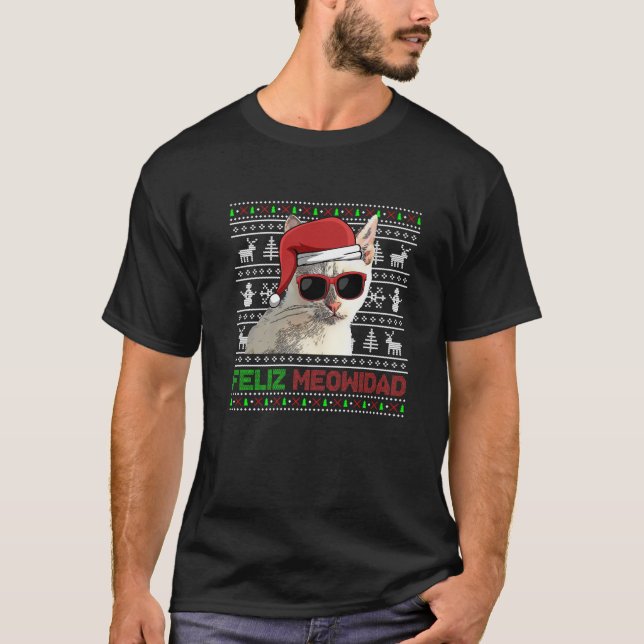 Tonkinese Cat Feliz Meowidad Funny Christmas T-Shirt (Vorderseite)