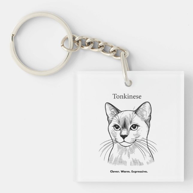 Tonkinese Cat Portrait Schlüsselanhänger (Vorderseite)