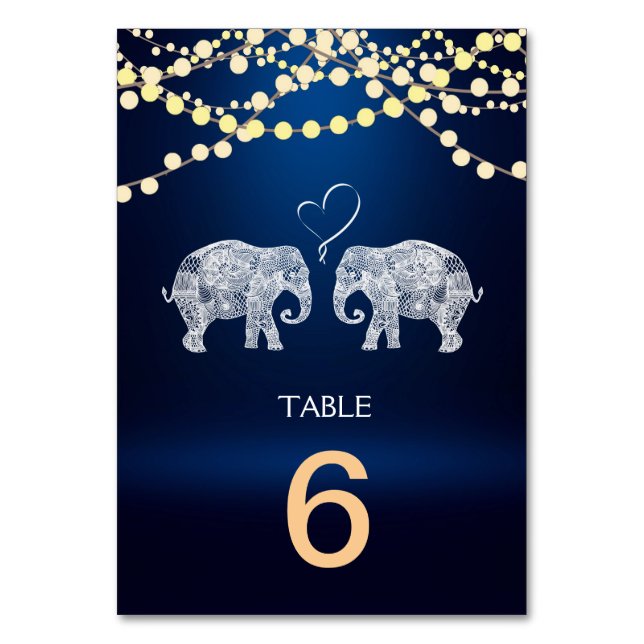 TONNEN LIEBE-Elefant Nachtlicht Menü+Tischkarte Tischnummer (Vorderseite)