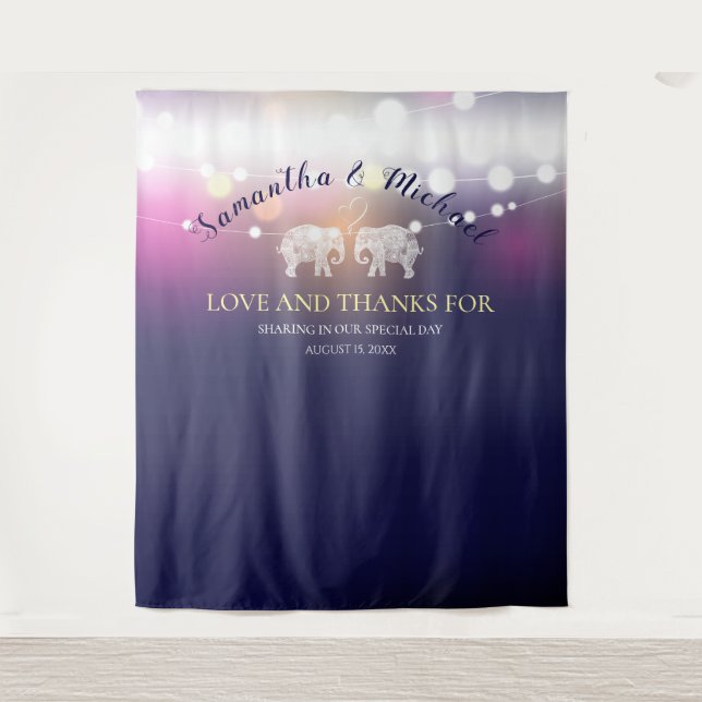 TONNEN LIEBE/Elefantennächtelampen mit maßgeschnei Wandteppich (Vorderseite)