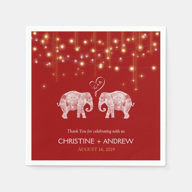 TONNEN LIEBE / Elephant String Lights Custom Serviette (Vorderseite)