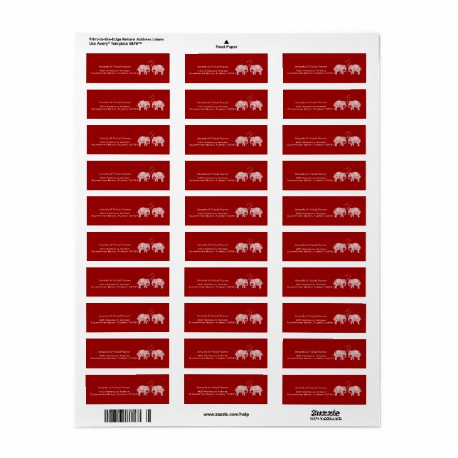 Tonnen Liebe Hochzeit Elefant Couple Crimson (Vorne)