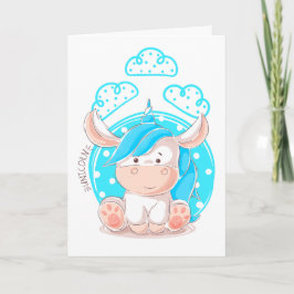 Tonnen Spaß Junge 1. Geburtstag Blue Hair Unicorn Karte