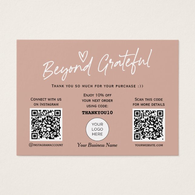 Tons de la Terre Script moderne code QR carte de r (Devant)