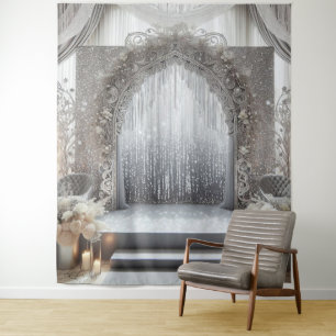 Tons gris accrochant la tapisserie pour les photos
