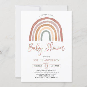 Tons Mués Boho Rainbow Baby shower Invitation