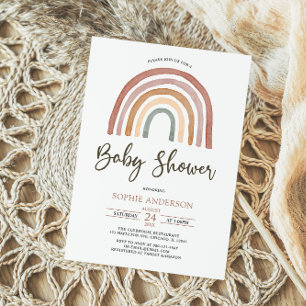 Tons Mués Boho Rainbow Baby shower Invitation