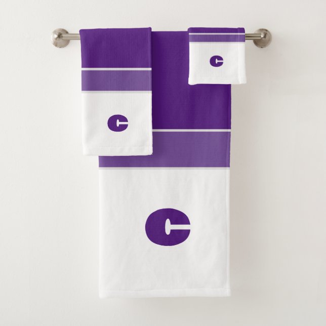 Tons simples de violet monogramme Ensemble de serv (En situation)