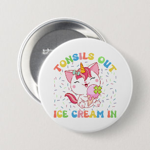 Tonsille draußen, Eiscreme rein   Unicorn Cat Button
