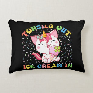Tonsille draußen, Eiscreme rein   Unicorn Cat Dekokissen