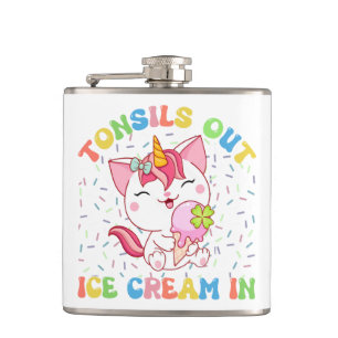 Tonsille draußen, Eiscreme rein   Unicorn Cat Flachmann