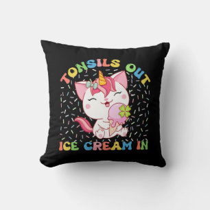 Tonsille draußen, Eiscreme rein Unicorn Cat Kissen