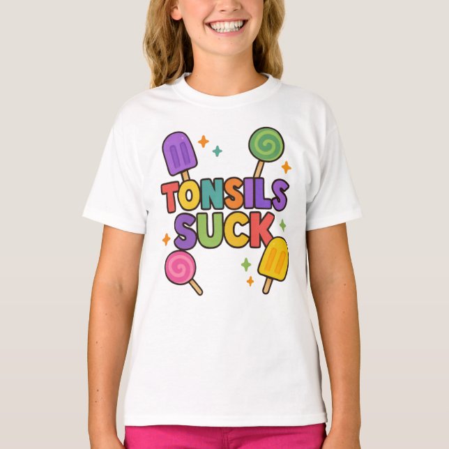 "Tonsils Sind zum Kotzen" Funny Popsicle & Candy E T-Shirt (Vorderseite)