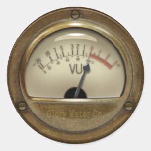 Tontechniker & DJ Steampunk VU-Meter-Design Runder Aufkleber