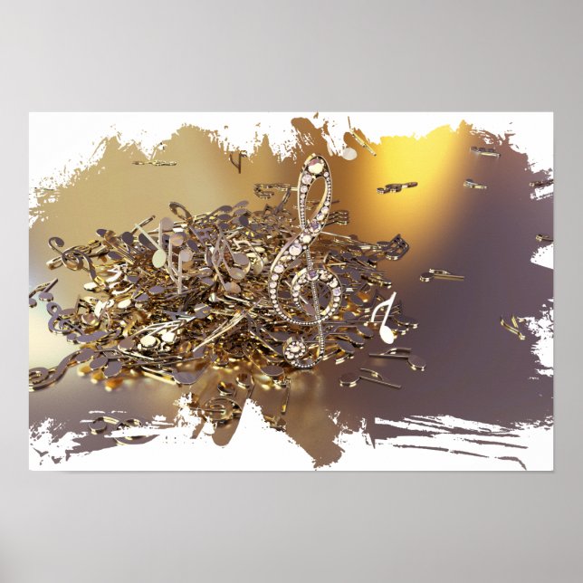 Tontreppenkleckse und Noten Poster (Vorne)