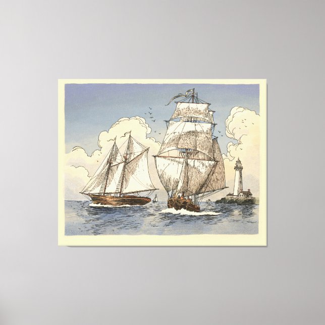 Tony Millionaire Two Ships Poster Leinwanddruck (Vorderseite)