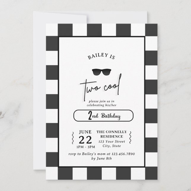 Too Cool 2nd Birthday Invitation (Devant)