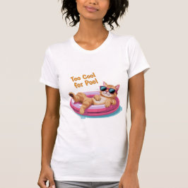 Too Cool for Pool – Funny Cat Floating on Pool T-Shirt