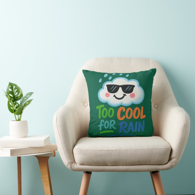Too Cool for Rain | Cute Cloud Throw Pillow Kissen (Stuhl )