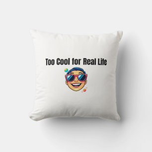 Too Cool for Real Life - Cartoon Boy with Planets Kissen