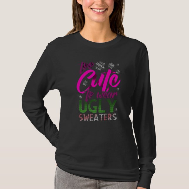 TOO CUTE  Christmas UGLY Sweaters Long Sleeve Back T-Shirt (Vorderseite)