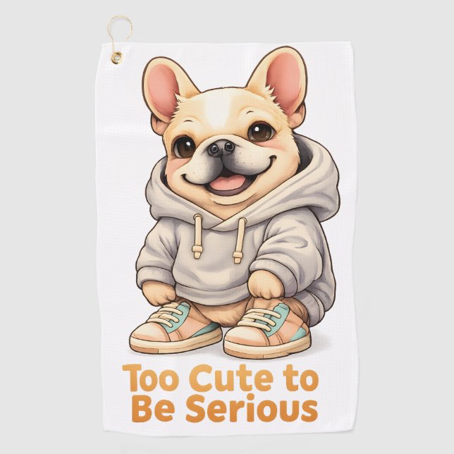 Too Cute to Be Serious – Funny French Bulldog  Golfhandtuch (Vorderseite)