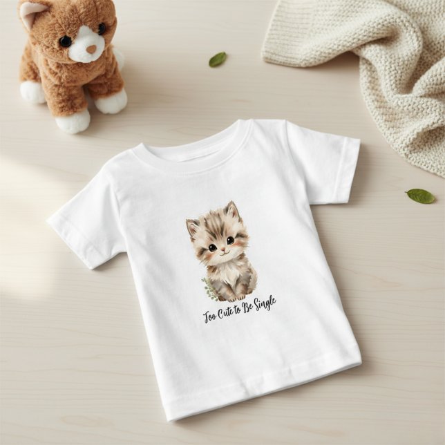 Too Cute To Be Single" Adorable Kitten T-Shirt (Créateur téléchargé)