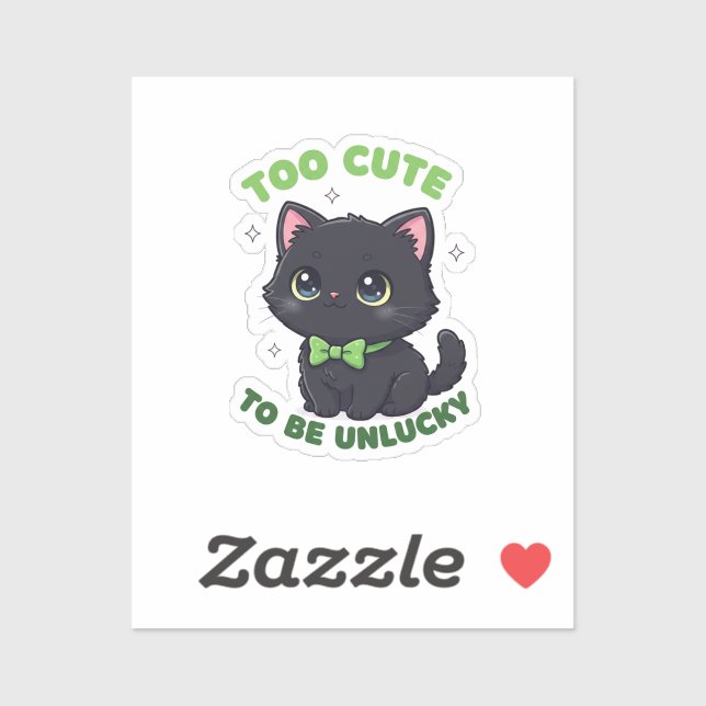 Too Cute To Be Unlucky Black Cat St Patrick  Aufkleber (Blatt)