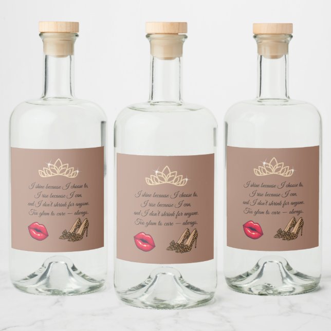 Too Glam To Care – Chic Quote Alkoholflaschenetikett (Flaschen)