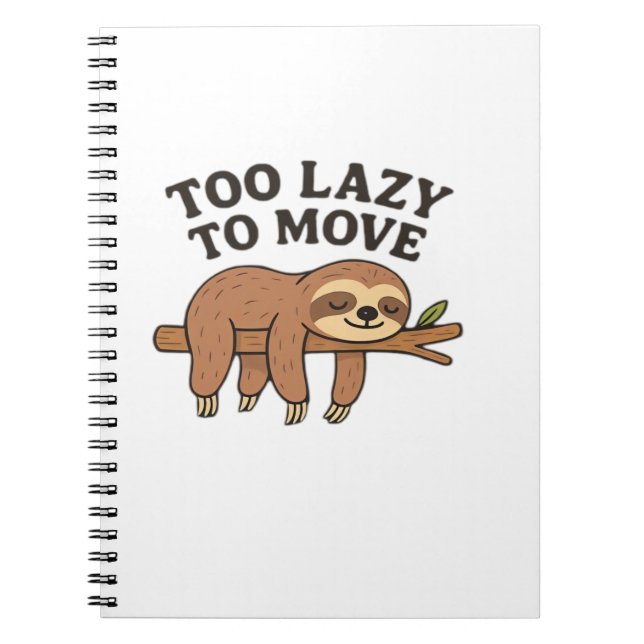 Too Lazy To Move � Cute Retro Cartoon Sloth Design Notizblock (Vorderseite)